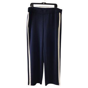 Chico’s Pants Women’s XL Extra Large Navy Blue White Stripe Zenergy Pull On